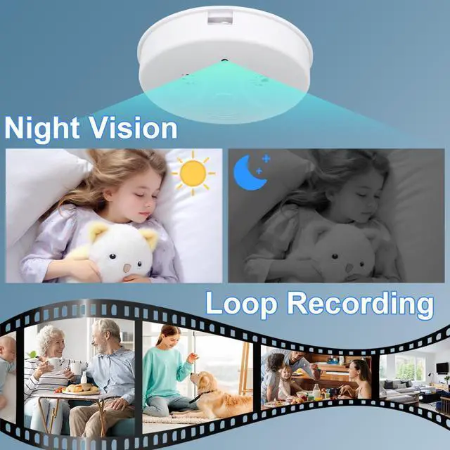 Alt view image 5 of 7 - Hidden Camera Smoke Detector Video Small Cam 1080P HD Wireless WiFi Camera with Night Vision & Motion Detection Indoor Security Camera