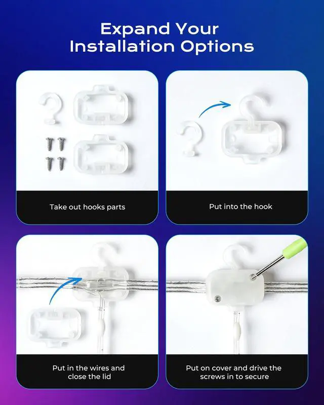 Alt view image 6 of 7 - 540 RGBIC LEDs Smart Curtain Lights with DIY GIF, 4.9x6.6ft Color Changing Christmas Wall Lights with APP, IP65 Waterproof String Fairy Lights for Indoor Outdoor Bedroom Window Garage