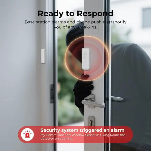 Alt view image 7 of 7 - Alarm System for Home Security,9 Pieces Smart WiFi Door Alarm System with APP Alert,Window Motion Sensor Alarm,Remote Control, Loud Siren,Compatible with Alexa