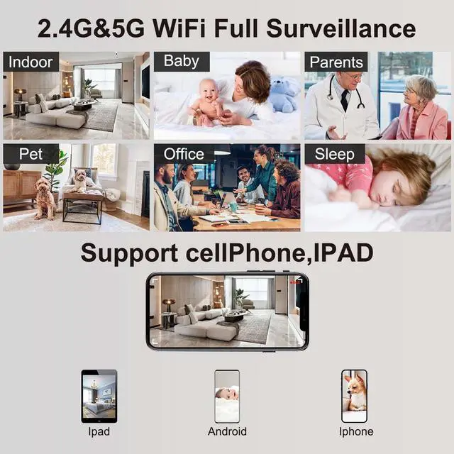 Alt view image 3 of 5 - Full HD 1080P WiFi Camera - Wireless Nanny Cam with Night Vision -Indoor Security Camera with Motion Detection