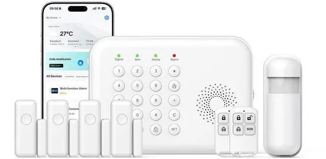 Main image of Alarm System for Home Security,WiFi/4G Home Alarm System with DIY,Remote Control App Alert Door Window Sensor Motion Detection No Monthly Fee Compatible with Alexa & Google