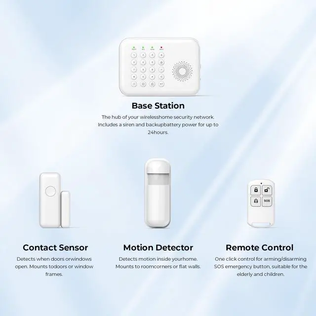 Alt view image 6 of 7 - Alarm System for Home Security,WiFi/4G Home Alarm System with DIY,Remote Control App Alert Door Window Sensor Motion Detection No Monthly Fee Compatible with Alexa & Google