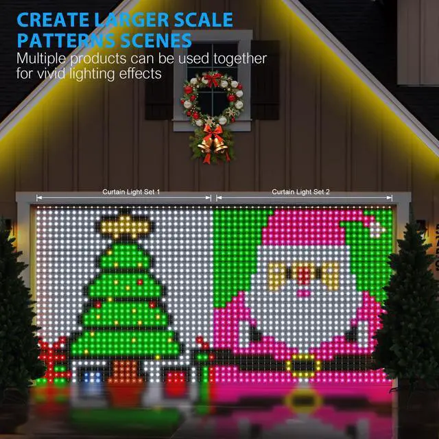 Alt view image 3 of 7 - High Pixel Smart Curtain Lights - LED Pioneering App Controlled Color Changing American Flag Light Outdoor Indoor for Christmas, Halloween, Shop, Bar, IP65 Waterproof 9.85x9.85Ft