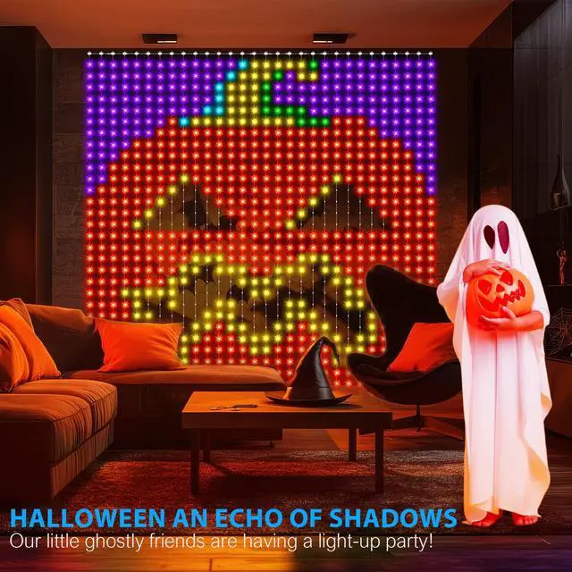 Alt view image 4 of 7 - High Pixel Smart Curtain Lights - LED Pioneering App Controlled Color Changing American Flag Light Outdoor Indoor for Christmas, Halloween, Shop, Bar, IP65 Waterproof 9.85x9.85Ft