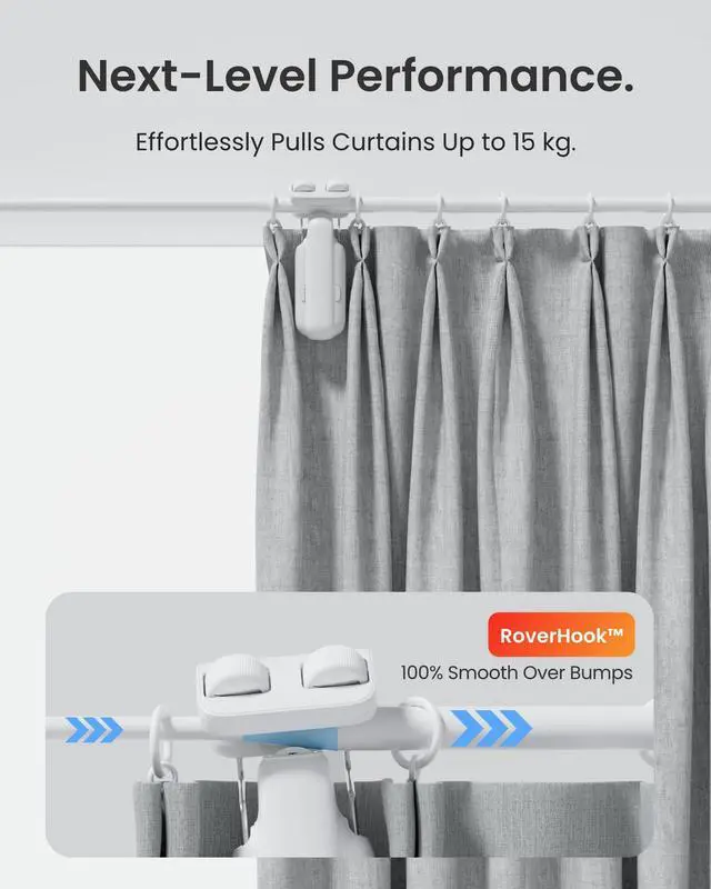 Alt view image 4 of 7 - 2025 Automatic Curtain Opener 3 Rod-Bluetooth Remote Control, WiFi&Smartphone Control, Upgraded High-Performance, Add Hub to Work with Alexa, Google Home, HomeKit