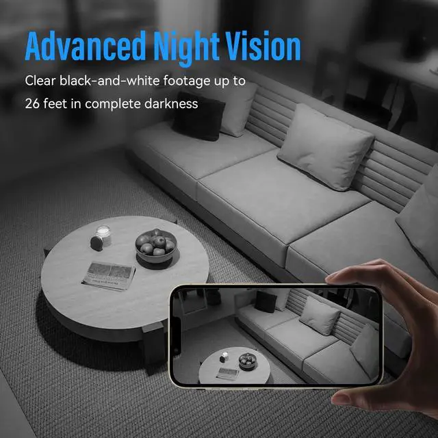 Alt view image 5 of 7 - Home Security Camera 4K WiFi Clock Camera - Nanny Cam with Night Vision, Wide-Angle Lens, and Motion Detection