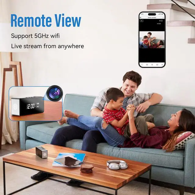 Alt view image 6 of 7 - Home Security Camera 4K WiFi Clock Camera - Nanny Cam with Night Vision, Wide-Angle Lens, and Motion Detection