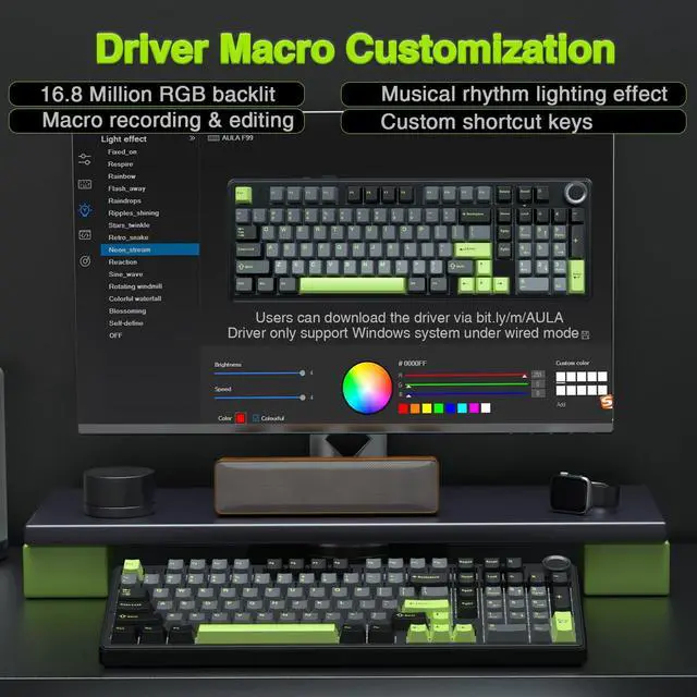 Alt view image 7 of 7 - F99 Pro Wireless Mechanical Keyboard with Knob,Creamy Sound,Tri-Mode BT5.0/USB-C/2.4GHz Hot Swappable Keyboard,Gasket Structure,RGB Backlit Computer Gaming Keyboards