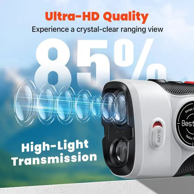 Alt view image 2 of 7 - Golf Rangefinder with Slope & Red Backlight, 1500Yards Laser Range Finder, 0.3s FlagLock Vibration, 7X Magnification, Magnet Stripe, 85% Transmission Lens for Golfing/Hunting, Golf Accessories