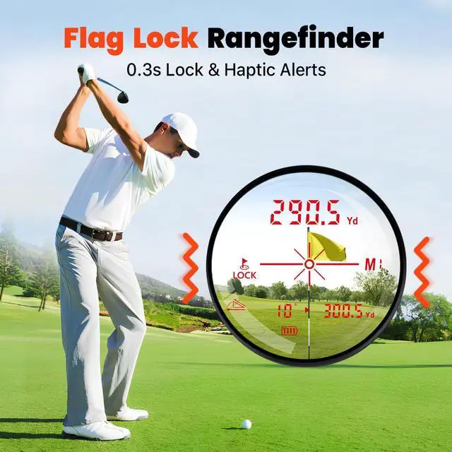 Alt view image 4 of 7 - Golf Rangefinder with Slope & Red Backlight, 1500Yards Laser Range Finder, 0.3s FlagLock Vibration, 7X Magnification, Magnet Stripe, 85% Transmission Lens for Golfing/Hunting, Golf Accessories
