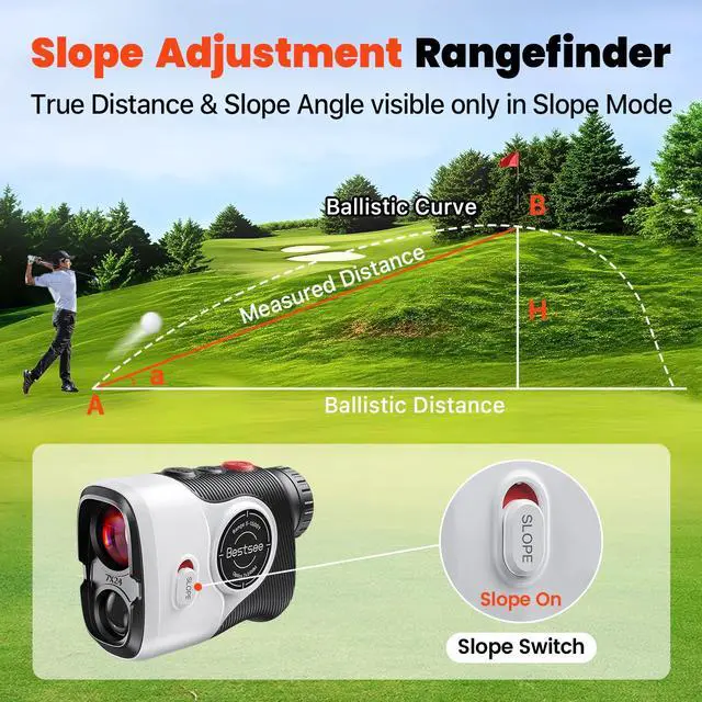 Alt view image 6 of 7 - Golf Rangefinder with Slope & Red Backlight, 1500Yards Laser Range Finder, 0.3s FlagLock Vibration, 7X Magnification, Magnet Stripe, 85% Transmission Lens for Golfing/Hunting, Golf Accessories
