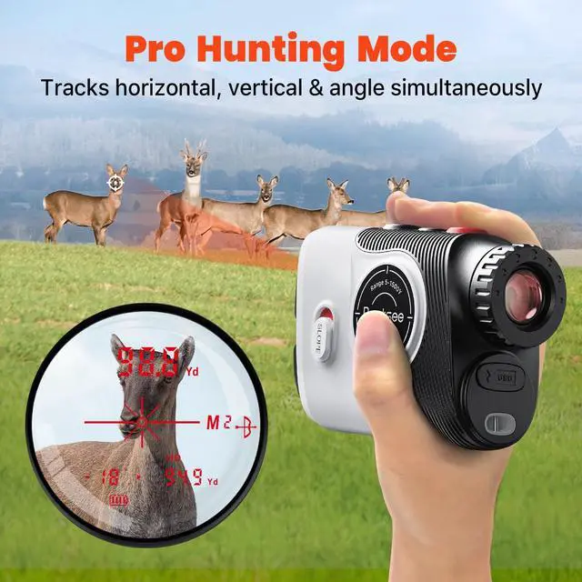 Alt view image 7 of 7 - Golf Rangefinder with Slope & Red Backlight, 1500Yards Laser Range Finder, 0.3s FlagLock Vibration, 7X Magnification, Magnet Stripe, 85% Transmission Lens for Golfing/Hunting, Golf Accessories