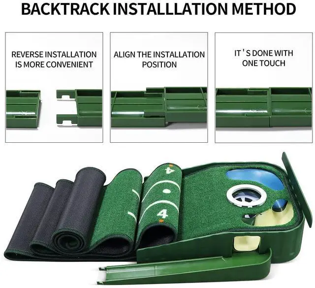 Alt view image 6 of 7 - Golf Putting Green, Mat for Indoors, Putting Matt with Ball Return and 3 Holes, Training and Practice Equipment at Home or Office, Gifts Accessories for Men