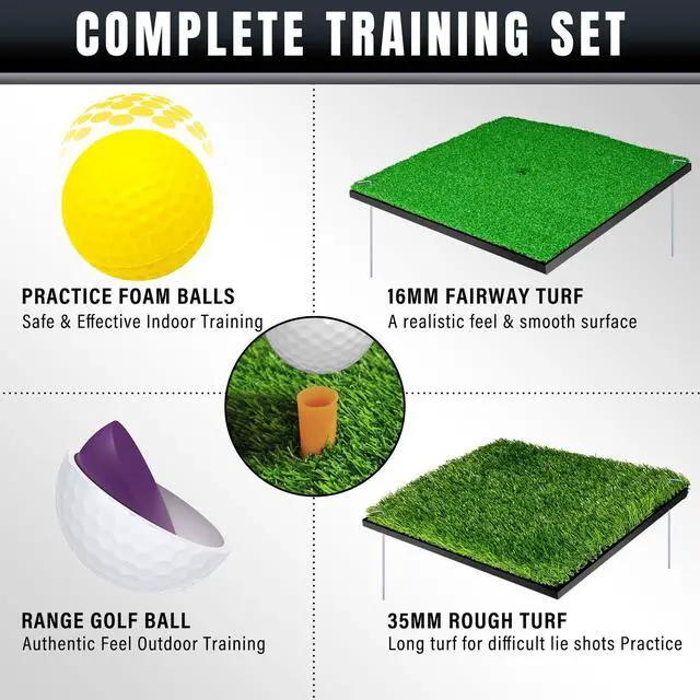 Alt view image 4 of 7 - Pop-up Golf Chipping Net Set - Foldable Training Kit with 2 Hitting Mats, 6 Practice Balls, 6 Foam Balls - Ultimate Golf Gift & Target Chipping Aids, Black