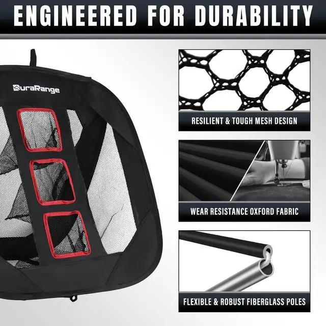 Alt view image 3 of 7 - Pop-up Golf Chipping Net Set - Foldable Training Kit with 2 Hitting Mats, 6 Practice Balls, 6 Foam Balls - Ultimate Golf Gift & Target Chipping Aids, Black