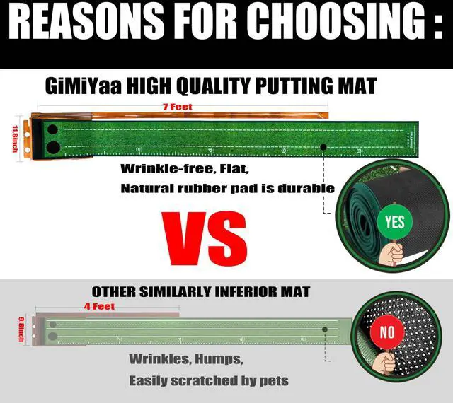 Alt view image 2 of 6 - Golf Putting mat Green Indoor and Outdoor with Auto Ball Return,Game Practice Golf Gifts for Home, Office, Backyard Indoor Golf and Outdoor Use, Crystal Velvet Mat and Solid Wood Base (Brown)