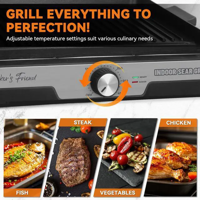 Alt view image 4 of 6 - Smokeless Indoor Grill with Removable Plates, Portable BBQ Grill, Electric Grill Indoor, Indoor Grills Electric Smokeless, Cooking & Grilling Gifts, Recipes Included, Graphite