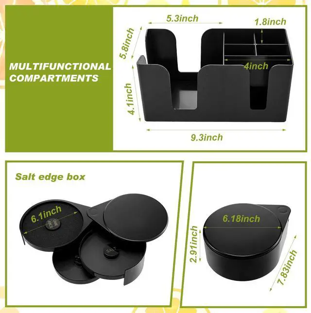 Alt view image 3 of 7 - Bartending Supplies Garnish Tray with Lid Bar Caddy 3 Tier Glass Rimmer 12 Stainless Steel Bottle Pourers 2 Juice Pour Bottle 1000 Cocktail Straw 3 Serving Tong(6 Compartments,Plastic)