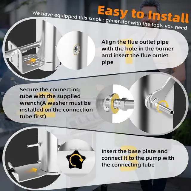 Alt view image 3 of 6 - Smoke Generator, Hot and Cold Smoke Generator with Lid & Air Pump, Portable Electric Smoker Grill, Stainless Steel Pellet Smoker Tube, BBQ Premium Smoking Accessories for Smoking Meats and Vegetables