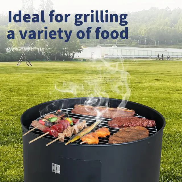 Alt view image 2 of 7 - 16 inch Vertical Charcoal Smoker, Mini BBQ Grill, Fire Pit, 3-in-1 with Built-in Thermometer, Adjustable Air Vent, Idea for Parties, Backyard, Patio, Camping