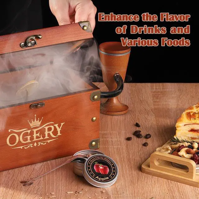 Alt view image 3 of 7 - Cocktail Smoker Kit, Whiskey Smoker Kit with Smoking Gun, Old Fashioned Bourbon Smoker Box and 4 Flavors Wood Chips, Unique Anniversary Birthday Gifts for Men, Dad, Husband (No Butane)