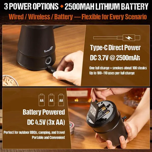 Alt view image 3 of 7 - Rechargeable Patented Cold Smoking Gun 0 Oil Smoke Contact & Prevents Tar Clogging, Type-C/Battery, Handheld Smoke Infuser for Cocktails Meat Cheese & Weed, Ideal Gift for Men (Butane not included)