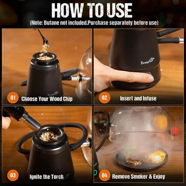 Alt view image 4 of 7 - Rechargeable Patented Cold Smoking Gun 0 Oil Smoke Contact & Prevents Tar Clogging, Type-C/Battery, Handheld Smoke Infuser for Cocktails Meat Cheese & Weed, Ideal Gift for Men (Butane not included)