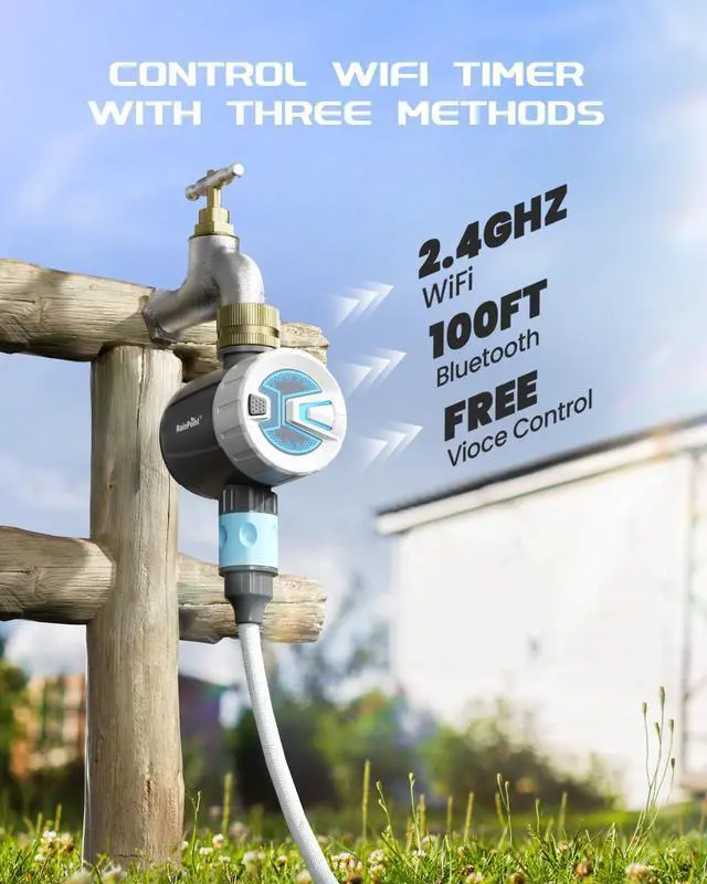 Alt view image 2 of 7 - WiFi Water Timer, Brass Inlet Smart Hose Faucet Timer, Automatic Irrigation System Controller for Yard Watering, APP Control via 2.4Ghz WiFi and Bluetooth (V2, 2025 Release)