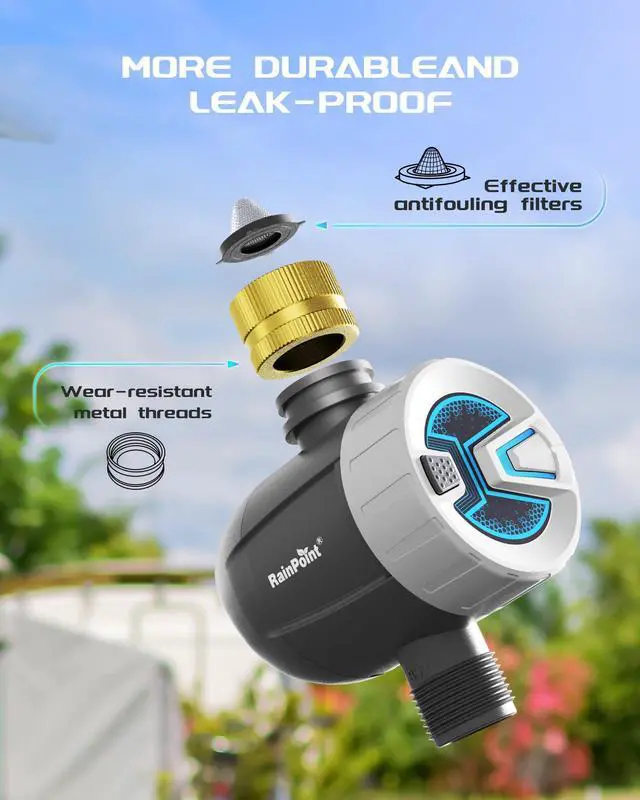 Alt view image 3 of 7 - WiFi Water Timer, Brass Inlet Smart Hose Faucet Timer, Automatic Irrigation System Controller for Yard Watering, APP Control via 2.4Ghz WiFi and Bluetooth (V2, 2025 Release)