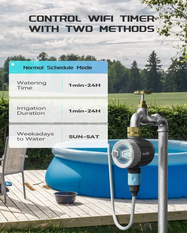 Alt view image 6 of 7 - WiFi Water Timer, Brass Inlet Smart Hose Faucet Timer, Automatic Irrigation System Controller for Yard Watering, APP Control via 2.4Ghz WiFi and Bluetooth (V2, 2025 Release)