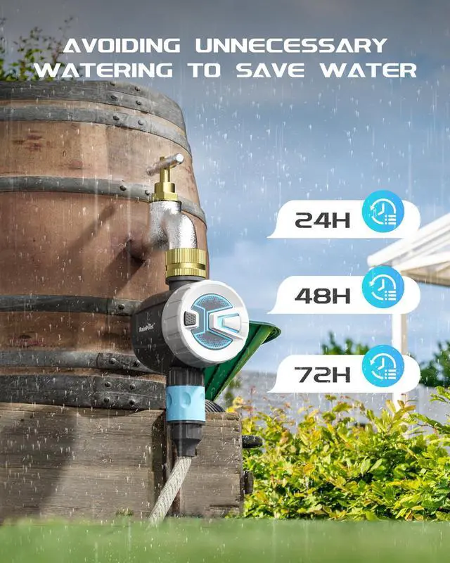 Alt view image 7 of 7 - WiFi Water Timer, Brass Inlet Smart Hose Faucet Timer, Automatic Irrigation System Controller for Yard Watering, APP Control via 2.4Ghz WiFi and Bluetooth (V2, 2025 Release)