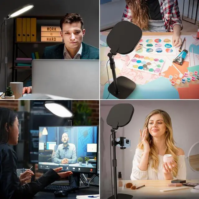 Alt view image 3 of 7 - Video Conference Lighting for Zoom Meeting, Ring Light for Desk with Flexible Stand, 30 Light Modes Light for Video Recording, Desk Light & Memory Function for Zoom Calls, Video Streaming, Webcam