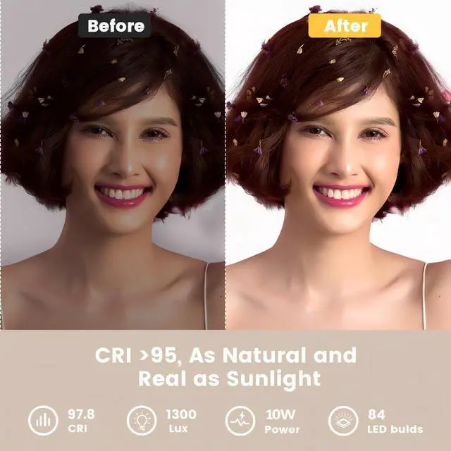 Alt view image 2 of 7 - Video Conference Lighting for Zoom Meeting, Ring Light for Desk with Flexible Stand, 30 Light Modes Light for Video Recording, Desk Light & Memory Function for Zoom Calls, Video Streaming, Webcam