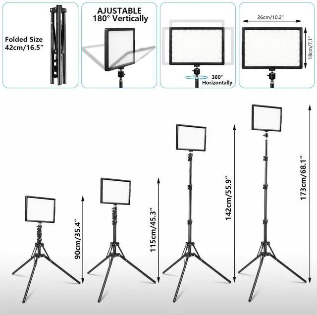 Alt view image 2 of 7 - LED Photo Video Light 2-Pack, Bi-Color 2800-6500K Dimmable USB LED Continuous Light, 68" Photography Lighting Kit with Tripod Stand for Studios, YouTube TikTok Video Recording, Game Streaming