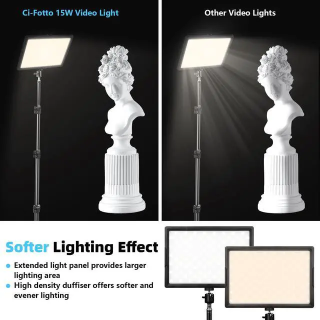Alt view image 7 of 7 - LED Photo Video Light 2-Pack, Bi-Color 2800-6500K Dimmable USB LED Continuous Light, 68" Photography Lighting Kit with Tripod Stand for Studios, YouTube TikTok Video Recording, Game Streaming