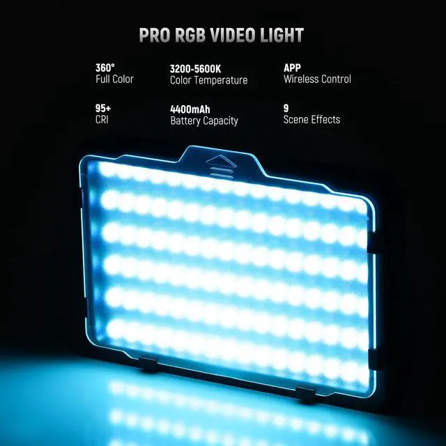 Alt view image 2 of 7 - RGB Video Light with 4000mAh NP-F750 Replacement Battery, APP Control 360° Full Color LED Camera Key Lighting CRI95+ Dimmable for Studio DSLR Camcorder Photography Recording Streaming, RGB176