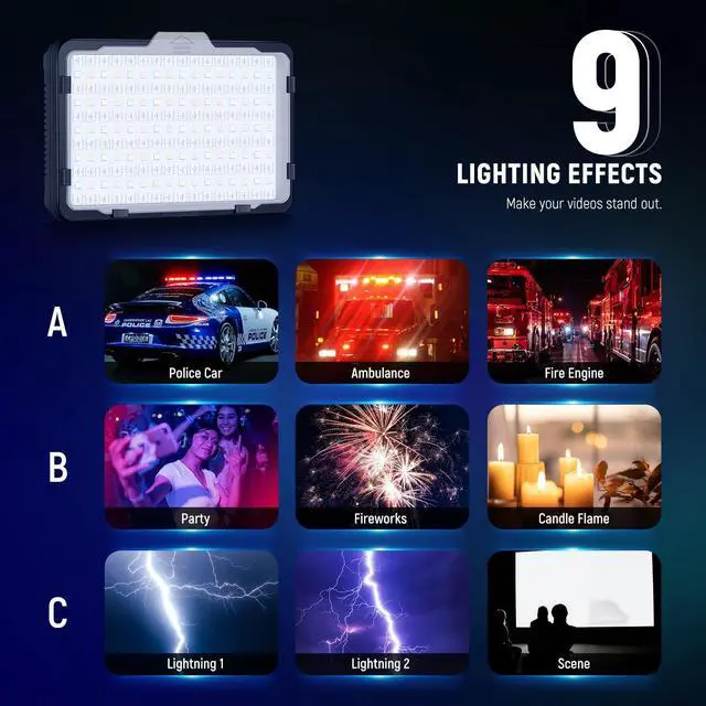 Alt view image 4 of 7 - RGB Video Light with 4000mAh NP-F750 Replacement Battery, APP Control 360° Full Color LED Camera Key Lighting CRI95+ Dimmable for Studio DSLR Camcorder Photography Recording Streaming, RGB176