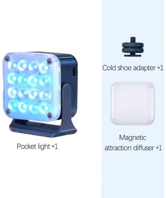 Alt view image 2 of 7 - Pico Portable LED Fill Light Full Color RGB, Snap-On Attachment for Phone/Camera Photography, Live Streaming, Video Content Creation (Midnight Blue)