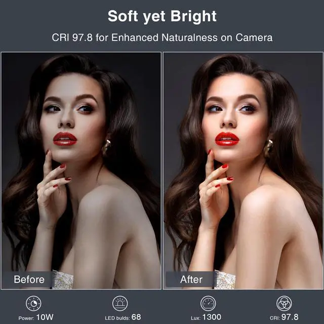 Alt view image 2 of 7 - Lighting for Video Calls, 30 Light Modes Video Conference Light, Desk Ring Light with Stand for Webcam, Meetings, Live Stream, Home Office. CRI 97.8