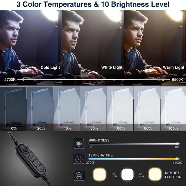 Alt view image 4 of 7 - Lighting for Video Calls, 30 Light Modes Video Conference Light, Desk Ring Light with Stand for Webcam, Meetings, Live Stream, Home Office. CRI 97.8