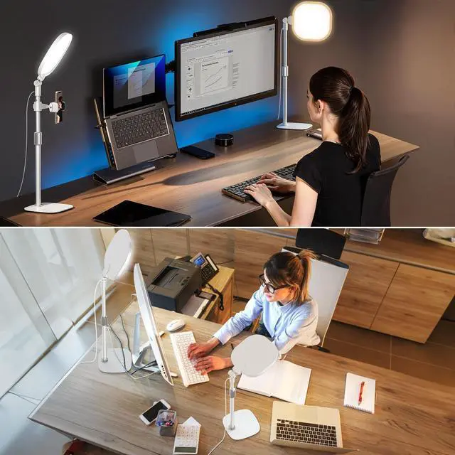 Alt view image 7 of 7 - Lighting for Video Calls, 30 Light Modes Video Conference Light, Desk Ring Light with Stand for Webcam, Meetings, Live Stream, Home Office. CRI 97.8