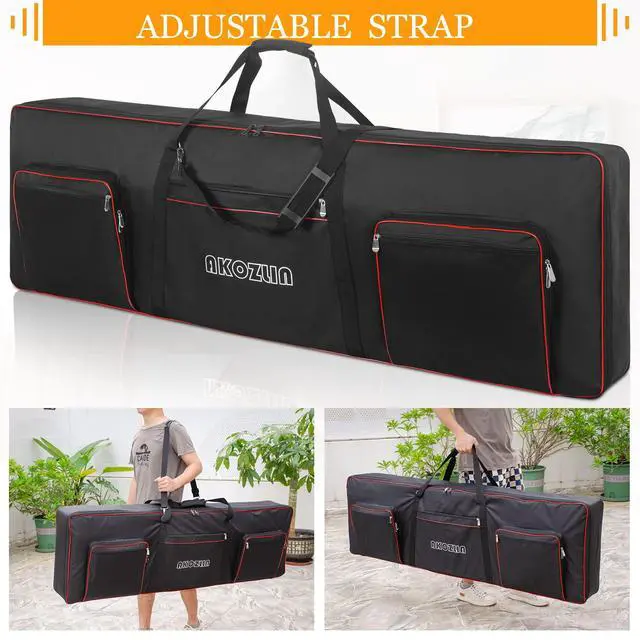 Alt view image 5 of 6 - 88 key Electric Piano Keyboard Gig Bag 57.5"X18"X6.75" with Adjustable Straps and 5-Pocket for Accessaries,88-Note Keyboard Case