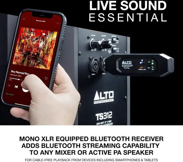 Alt view image 2 of 6 - Bluetooth Total 2 XLR Equipped Rechargeable Bluetooth Receiver for Mixing Desk Audio Mixer Setups and Active PA Systems