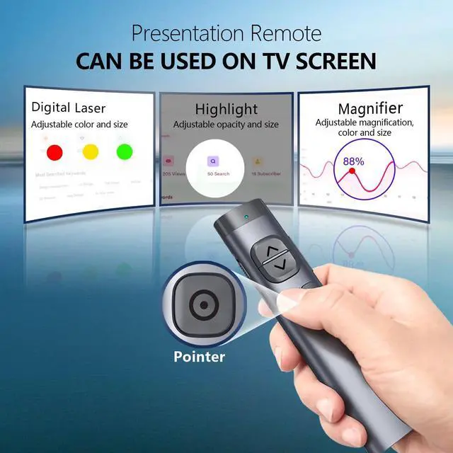 Alt view image 2 of 7 - N97s TV Screen Presentation Clicker for powerpoint presentations, powerpoint clicker, Presentation Remote, Bluetooth Wireless Presenter, Digital Pointer for TV Screen Under Win/mac