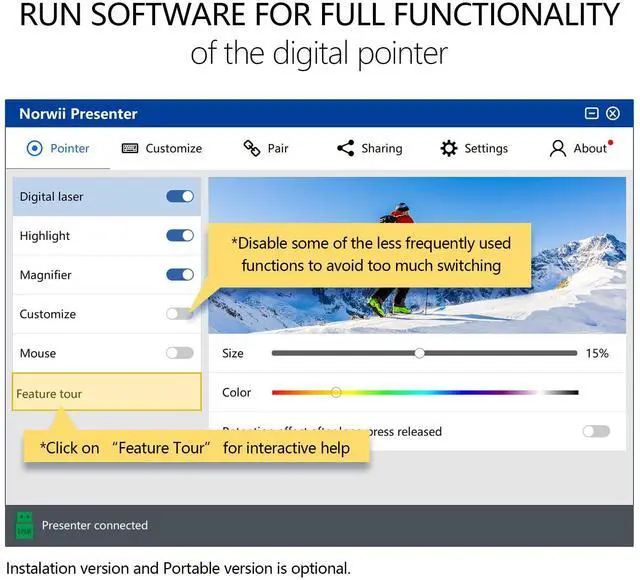 Alt view image 3 of 7 - N97s TV Screen Presentation Clicker for powerpoint presentations, powerpoint clicker, Presentation Remote, Bluetooth Wireless Presenter, Digital Pointer for TV Screen Under Win/mac