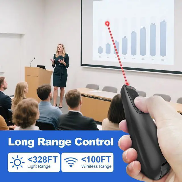 Alt view image 4 of 7 - 4 Units Presentation Clicker with 4 Cases Wireless Presenter Remote PowerPoint Pointer Slide Advancer for Mac Laptop PC Computer Keynote