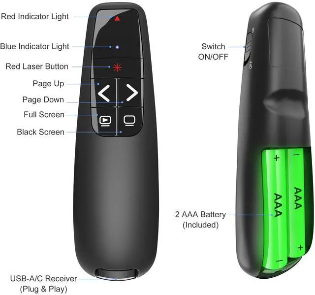 Alt view image 6 of 7 - 4 Units Presentation Clicker with 4 Cases Wireless Presenter Remote PowerPoint Pointer Slide Advancer for Mac Laptop PC Computer Keynote