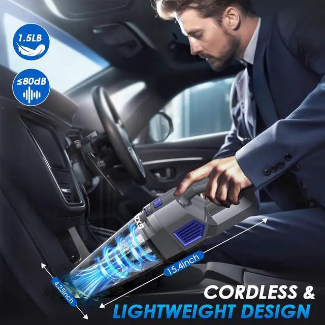 Alt view image 6 of 7 - Handheld Vacuum Cordless, 15000PA Strong Suction Hand Held Car Vacuum Cleaner Rechargeable, Portable Hand Vacuum with Multi-Nozzles & Washable Filter for Home Office, Car, Pets