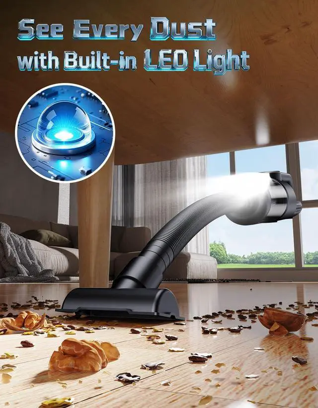 Alt view image 5 of 6 - Cordless Handheld Vacuum Cleaner, 2-in-1 Vacuum & Blower, 36000Pa Suction Brushless Motor, Car Vacuum with LED Light, Lightweight, Portable for Car, Home, Office and Outdoor Use