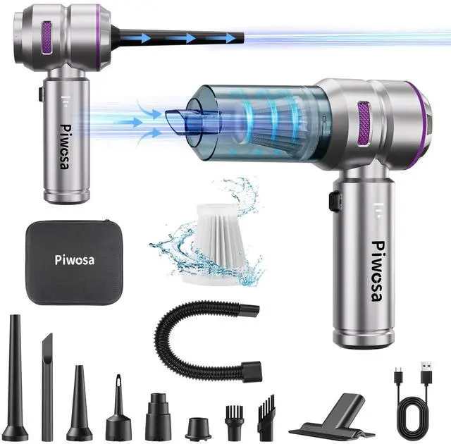 Main image of Handheld Vacuum Cordless, Car Vacuum Cleaner with Brushless Motor, Strong Suction Vacuum & Compressed Air Dusters with LED Light, Type C Port, Wireless Mini Portable Hand Vacuum Blower for Home, Pet